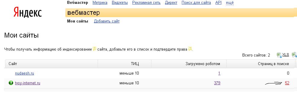 количество страниц в индексе Яндекса
